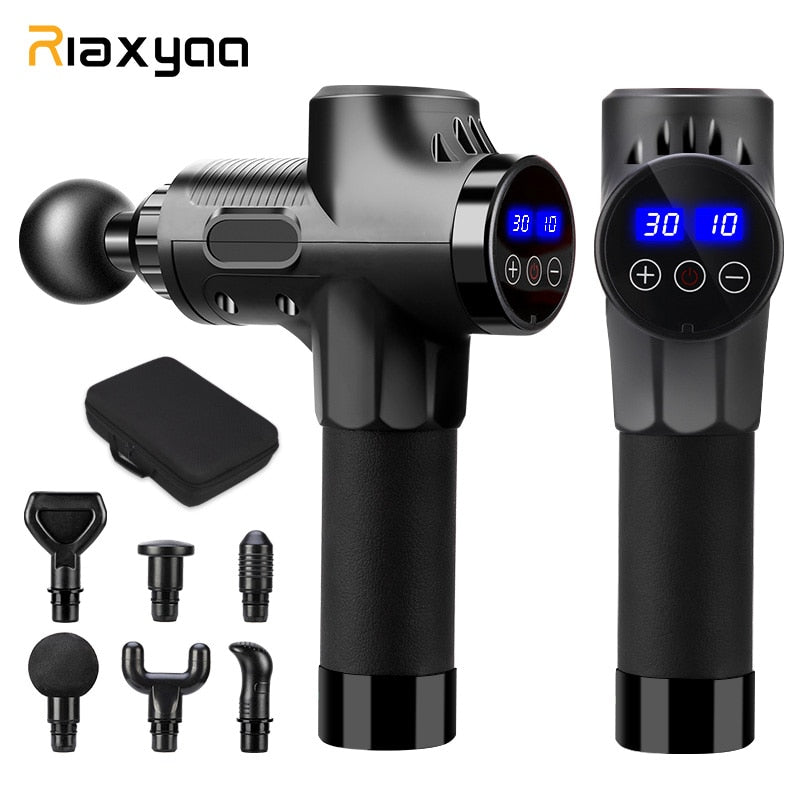 Folding Portable Muscle Massager Muscle Relax Electric Deep Tissue Massage  Gun (black)