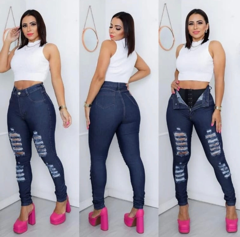 Lipo Suction Square Ripped Jeans
