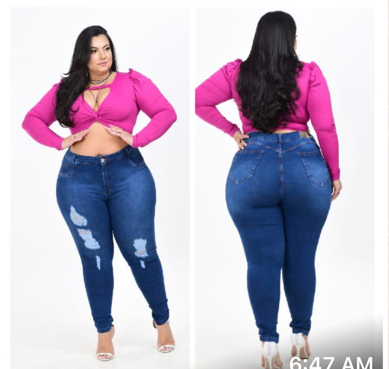 Lipo Suction Ripped Plus Size Jeans, Lipo Suction Jeans